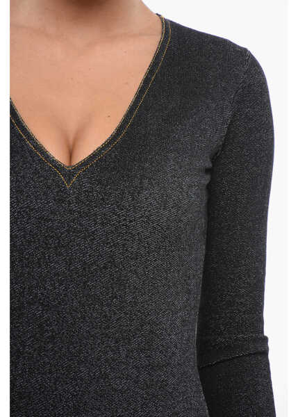 Body-uri Alaa Stretchy Denim Effect Bodysuit Blue Femei (BM 17608549) 3