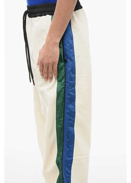Pantaloni de trening Moncler Grenoble Fleeced Sweatpants With Side Nylon Constrating Band White Barbati (BM 17608642) 3