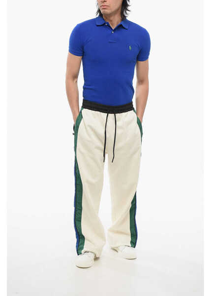 Pantaloni de trening Moncler Grenoble Fleeced Sweatpants With Side Nylon Constrating Band White Barbati (BM 17608642) 4