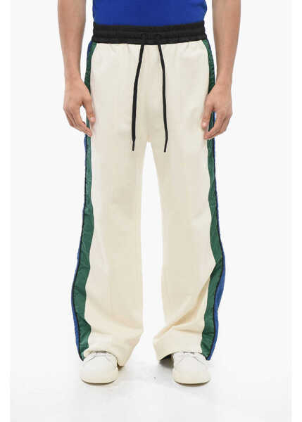 Pantaloni de trening Moncler Grenoble Fleeced Sweatpants With Side Nylon Constrating Band White Barbati (BM 17608642) 1