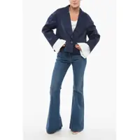 Imbracaminte Armani Dama - Sacouri Armani Emporio Cropped Blazer With Peak Lapel Blue Femei (BM 17608657) - B-mall.ro