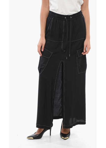 Fuste lungi Pinko Solid Color Gulp Cargo Skirt With Frontal Split And Visible Black Femei (BM 17608690) 1