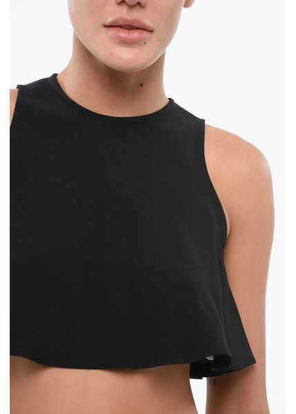 Bluze AMI ALEXANDRE MATTIUSSI Flared Cropped Top Black Femei (BM 17608699) 3