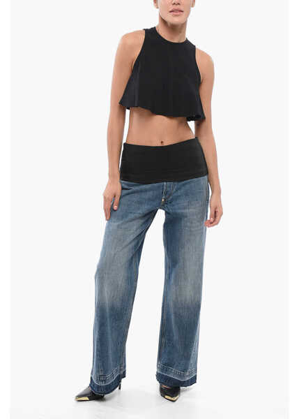 Bluze AMI ALEXANDRE MATTIUSSI Flared Cropped Top Black Femei (BM 17608699) 4