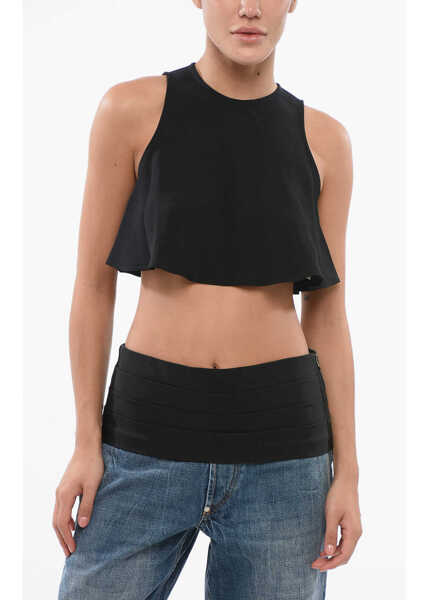Bluze AMI ALEXANDRE MATTIUSSI Flared Cropped Top Black Femei (BM 17608699) 1