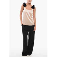 Topuri Chloe Dama - Bluze Chloe Satin Top With Velour Bow Straps Beige Femei (BM 17608711) - B-mall.ro