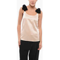 Bluze Satin Top With Velour Bow Straps Femei