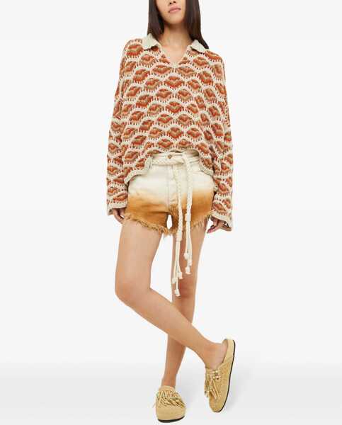 Pantaloni scurti ALANUI Frayed Hem Gradient Effect Shorts Beige Femei (BM 17608732) 2