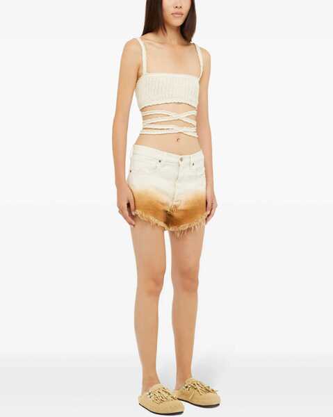 Pantaloni scurti ALANUI Frayed Hem Gradient Effect Shorts Beige Femei (BM 17608732) 3