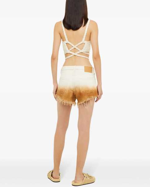 Pantaloni scurti ALANUI Frayed Hem Gradient Effect Shorts Beige Femei (BM 17608732) 4