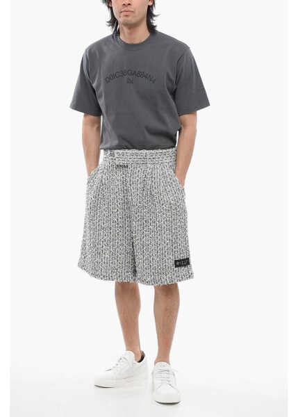 Pantaloni scurti AMIRI Double-Pleated Skater Tweed Shorts Light Blue Barbati (BM 17608738) 4