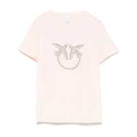Tricouri 'Quentin' Pink Crewneck T-Shirt With Love Birds Diamond Cut Logo On The Front In Cotton Woman Femei