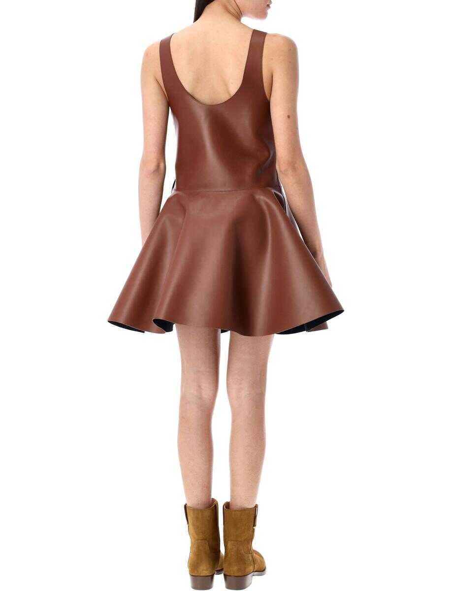 Rochii JW Anderson JW Anderson Circle-Shirt Leather Mini Dress Brown Femei (BM 17610210) 2
