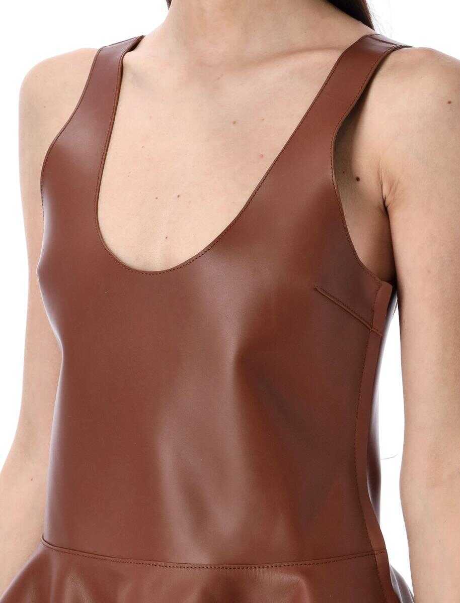 Rochii JW Anderson JW Anderson Circle-Shirt Leather Mini Dress Brown Femei (BM 17610210) 3