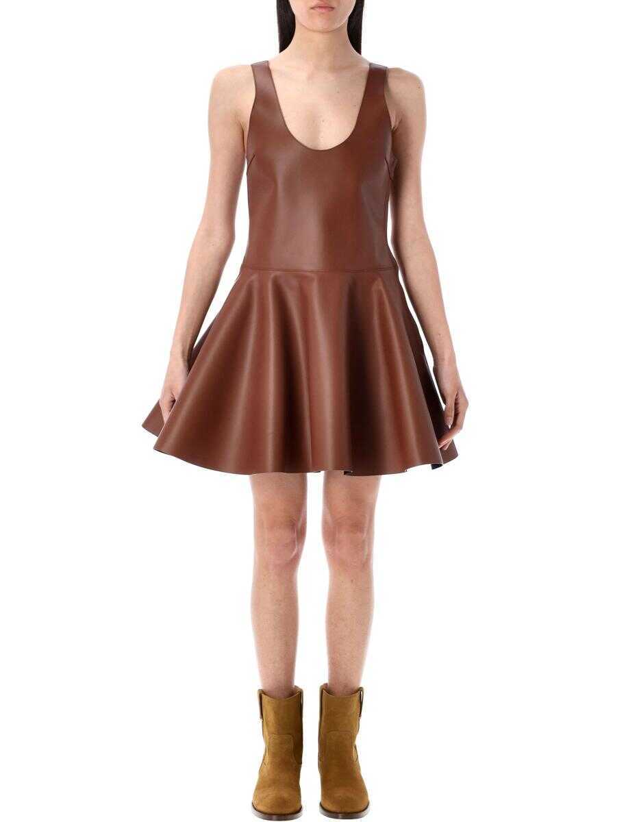 Rochii JW Anderson JW Anderson Circle-Shirt Leather Mini Dress Brown Femei (BM 17610210) 1