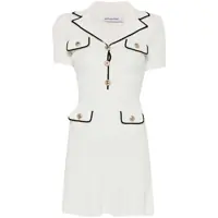 Rochii White Mini Dress With Notched Collar And Contrasting Trim In Viscose Blend Stretch Woman Femei