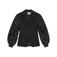 Sacouri Ganni Black Blazer With Contrasting-Fabric Sleeves Femei