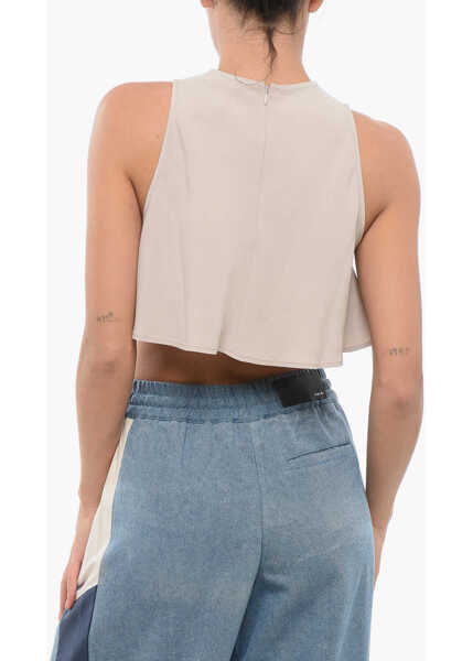 Bluze AMI ALEXANDRE MATTIUSSI Flared Cropped Top White Femei (BM 17619151) 2