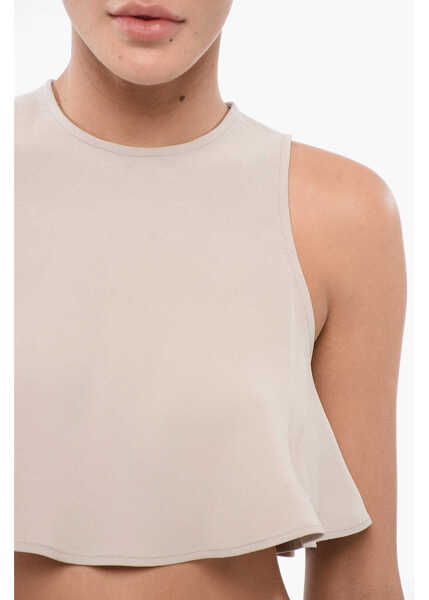 Bluze AMI ALEXANDRE MATTIUSSI Flared Cropped Top White Femei (BM 17619151) 3