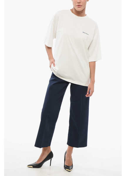 Tricouri HALFBOY Cotton Crew-Neck T-Shirt With Logo-Print White Femei (BM 17619157) 4