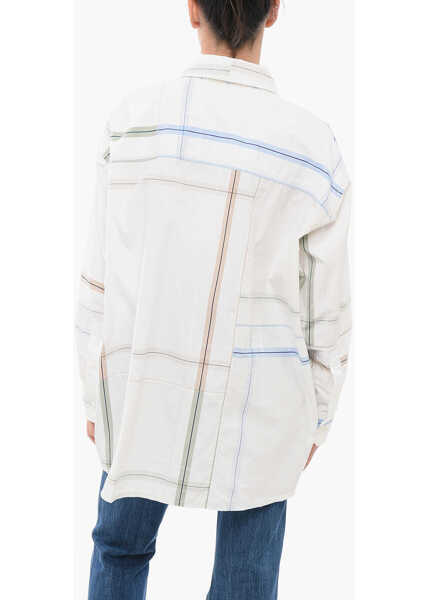 Camasi casual Bottega Veneta Checkered Oversized Shirt White Femei (BM 17619166) 2