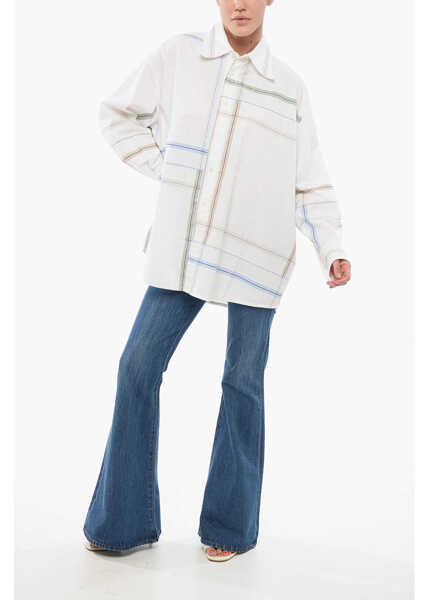 Camasi casual Bottega Veneta Checkered Oversized Shirt White Femei (BM 17619166) 4