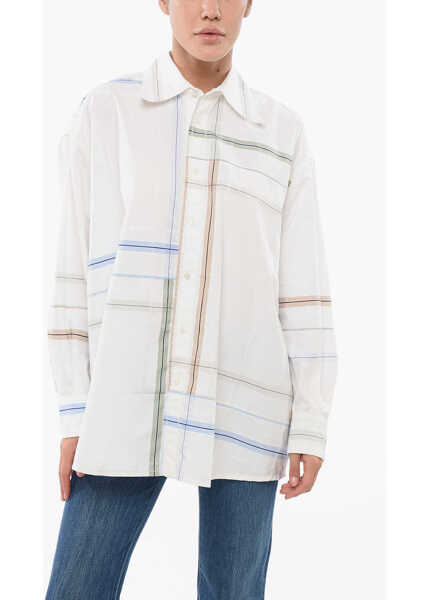 Camasi casual Bottega Veneta Checkered Oversized Shirt White Femei (BM 17619166) 1
