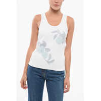 Bluze Ribbed Cotton Tank Top With Beaded Embroidery Femei
