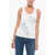Bottega Veneta Ribbed Cotton Tank Top With Beaded Embroidery White