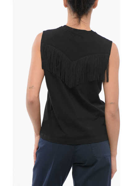 Bluze Pinko Cotton Top With Fringes Black Femei (BM 17619202) 2
