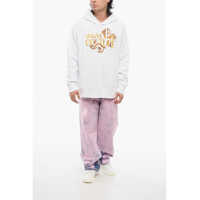 Topuri Versace pentru Barbati - Bluze de trening Versace Jeans Couture Brushed Cotton Hoodie With Printed Logo White Barbati (BM 17619226) - B-mall.ro