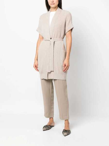 Cardigane Brunello Cucinelli Diamante ribbed cardigan Beige Femei (BM 17619570) 2