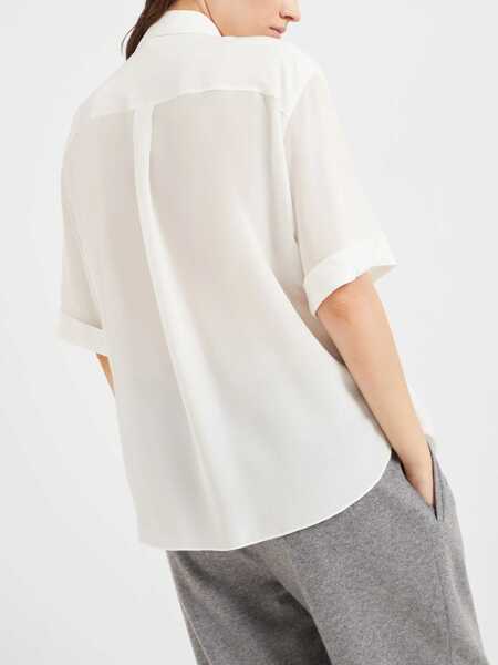 Camasi office Brunello Cucinelli Crepe de chine shirt with Precious Buttonhole White Femei (BM 17619576) 4