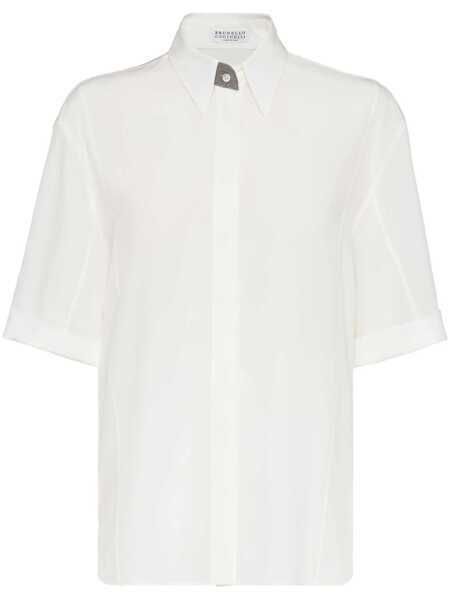 Camasi office Brunello Cucinelli Crepe de chine shirt with Precious Buttonhole White Femei (BM 17619576) 1