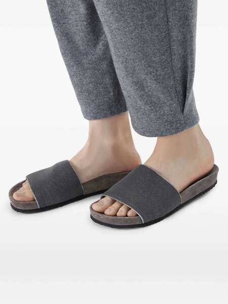 Sandale Brunello Cucinelli Suede Precious slides Grey Femei (BM 17619615) 5