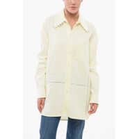 Camasi elegante Linen Oversized Shirt With Embroidered Collar Femei