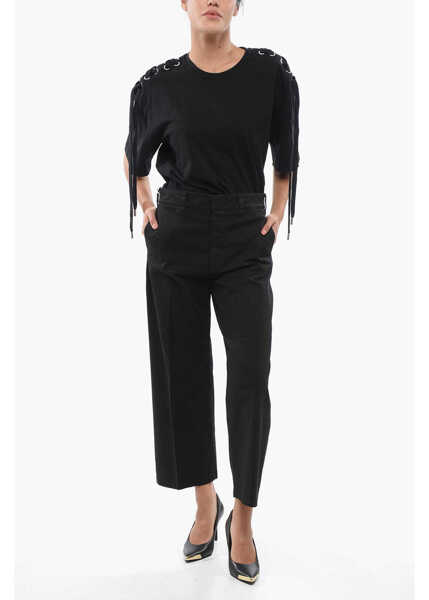 Pantaloni casual Department Five Cotton Palazzo Pants With Hidden Closure Black Femei (BM 17619751) 4