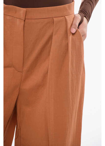 Pantaloni casual Harris Wharf London High-Waisted Double Pleated Palazzo Pants Brown Femei (BM 17619781) 3