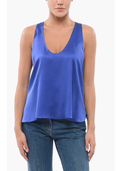 Bluze Armani Silk U-Neckline Top Blue Femei (BM 17619829) 1