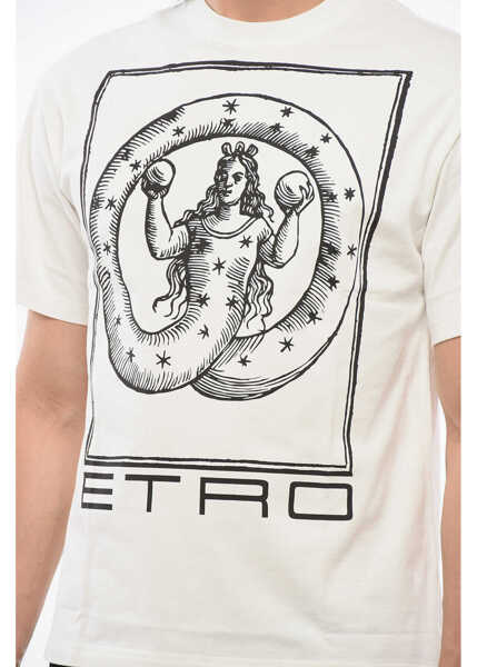 Tricouri ETRO Crew Neck Cotton T-Shirt With Front Print White Barbati (BM 17619946) 3
