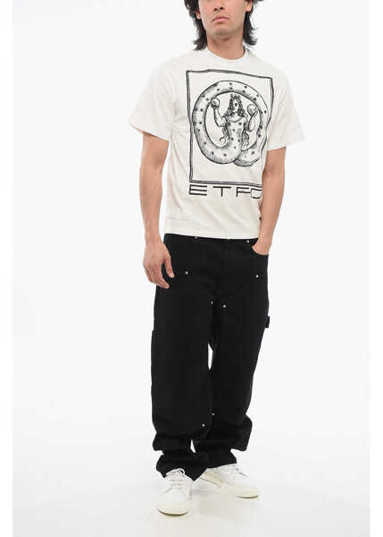 Tricouri ETRO Crew Neck Cotton T-Shirt With Front Print White Barbati (BM 17619946) 4