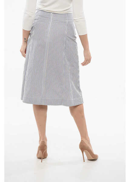 Fuste lungi Bottega Veneta Striped Skirt With Knot Detail Blue Femei (BM 17619994) 2