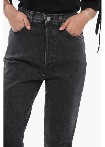 Blugi skinny RE/DONE Frayed Hem Dark Wash Skinny Fit Jeans 15Cm Black Femei (BM 17620006) 2