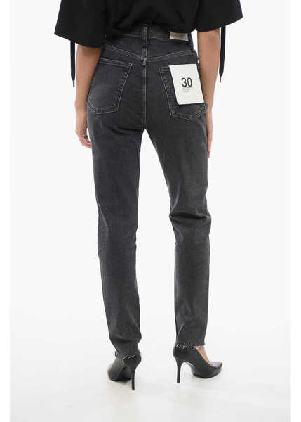 Blugi skinny RE/DONE Frayed Hem Dark Wash Skinny Fit Jeans 15Cm Black Femei (BM 17620006) 4