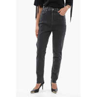 Blugi skinny Frayed Hem Dark Wash Skinny Fit Jeans 15Cm Femei