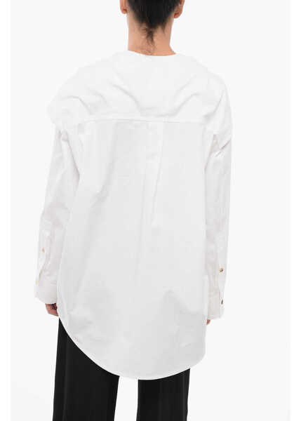Camasi elegante Bottega Veneta Oversized Shirt With Tied Detailing White Femei (BM 17620030) 2
