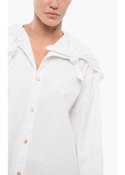 Camasi elegante Bottega Veneta Oversized Shirt With Tied Detailing White Femei (BM 17620030) 3