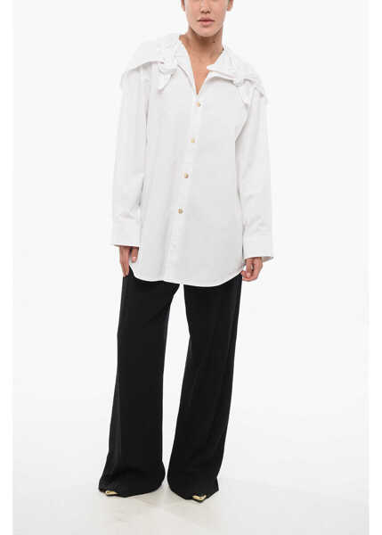 Camasi elegante Bottega Veneta Oversized Shirt With Tied Detailing White Femei (BM 17620030) 4