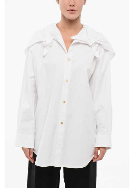 Camasi elegante Bottega Veneta Oversized Shirt With Tied Detailing White Femei (BM 17620030) 1
