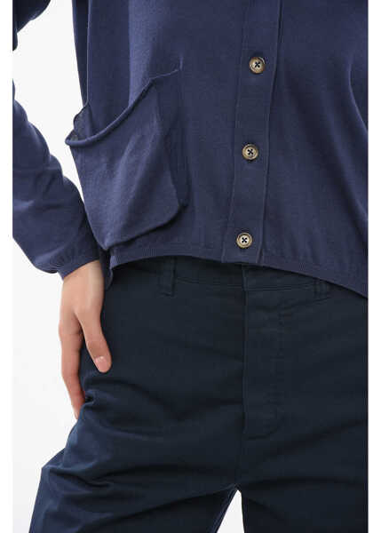 Cardigane OLIVER LATTUGHI V-Neck Cotton Over Cardigan With Breast Pocket Blue Femei (BM 17620051) 3